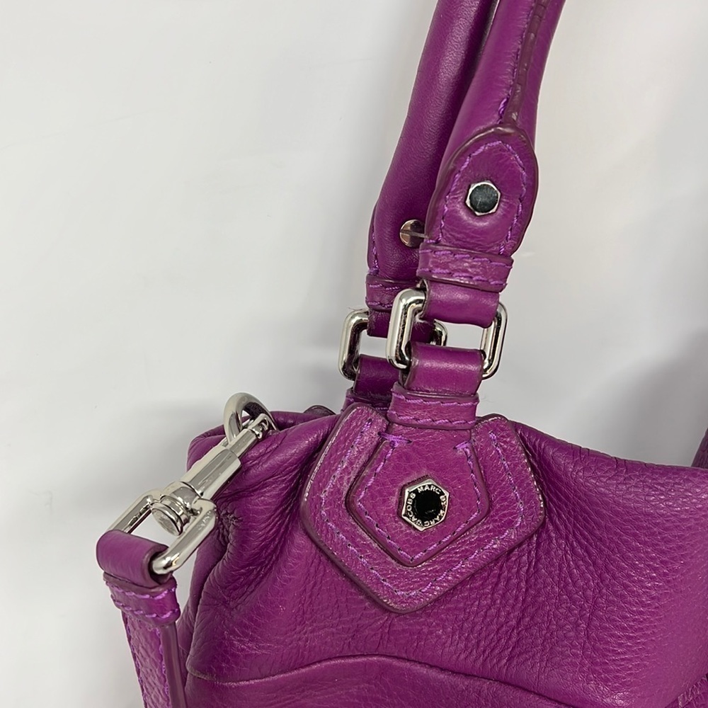 Marc by Marc Jacobs Purple Leather Long Tote Bag Double Handle Shoulder Strap - Picture 4 of 16